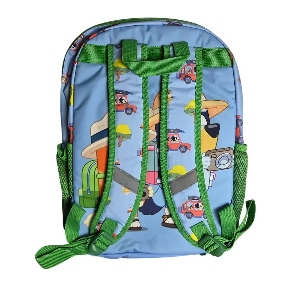 Bluey Backpack Removable Lunch Bag Green Blue Cartoon Adjustable Strap School